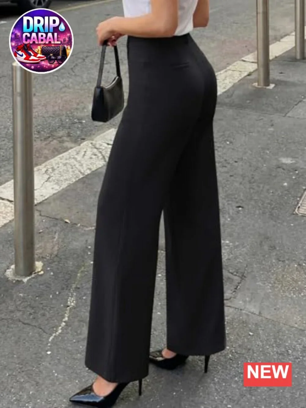 Wide Leg High Waisted Work Pants with Pockets